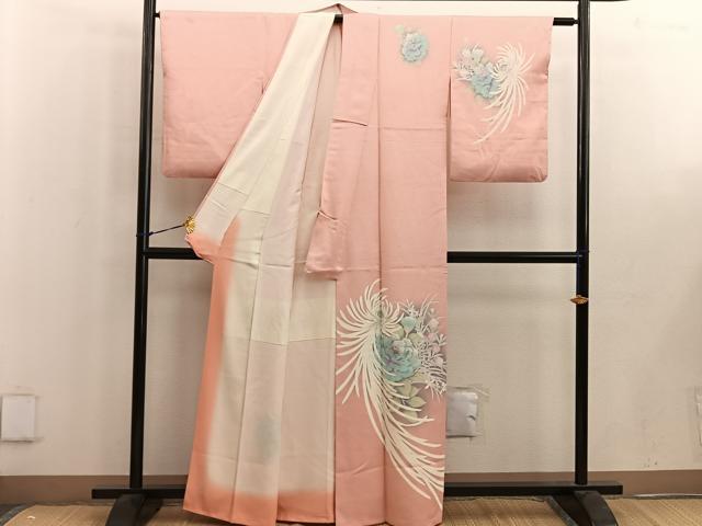 平和屋着物■訪問着 刺繍 牡丹花文 暈し染め 正絹 逸品 BAAW6298mz