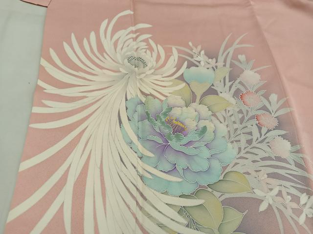平和屋着物■訪問着 刺繍 牡丹花文 暈し染め 正絹 逸品 BAAW6298mz