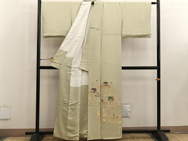 平和屋着物■豪華色留袖　大名行列　金銀糸　正絹　逸品　BAAW6302mz