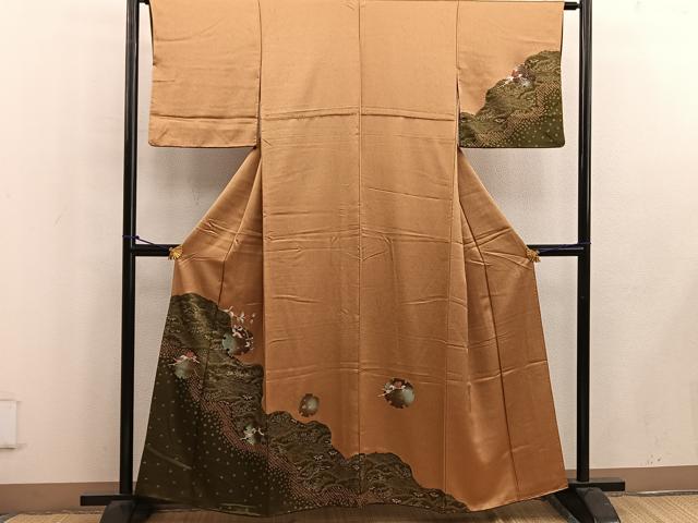 平和屋着物■訪問着 絞り 刺繍 雪輪枝花文 金彩 正絹 逸品 BAAW6306mz