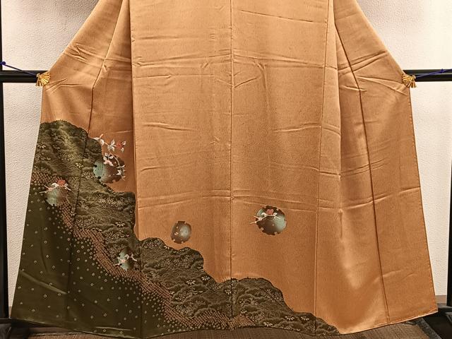 平和屋着物■訪問着 絞り 刺繍 雪輪枝花文 金彩 正絹 逸品 BAAW6306mz
