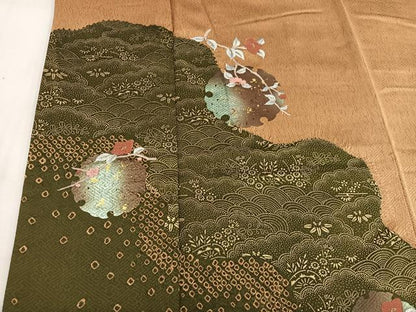 平和屋着物■訪問着 絞り 刺繍 雪輪枝花文 金彩 正絹 逸品 BAAW6306mz