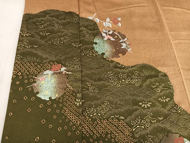 平和屋着物■訪問着 絞り 刺繍 雪輪枝花文 金彩 正絹 逸品 BAAW6306mz