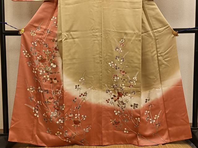 平和屋着物■訪問着 駒刺繍 橘文 暈し染め 金彩 正絹 逸品 BAAW6309mz