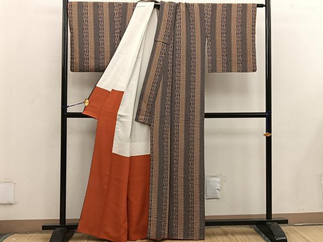 平和屋着物■上質な小紋　型染め　青海波間道　正絹　逸品　BAAW6312mz
