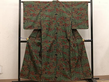 平和屋着物■本場大島紬　幾何学文様　正絹　逸品　未使用　BAAW6313mz