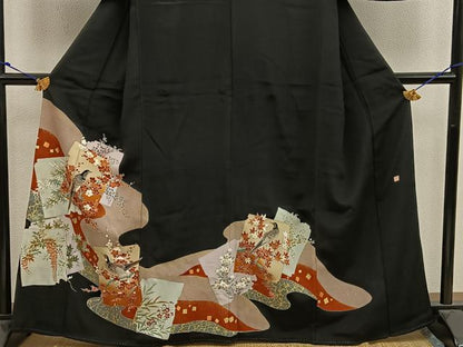 平和屋着物■豪華黒留袖　作家物　休み鳥梅花文　金彩　正絹　逸品　BAAW6320mz