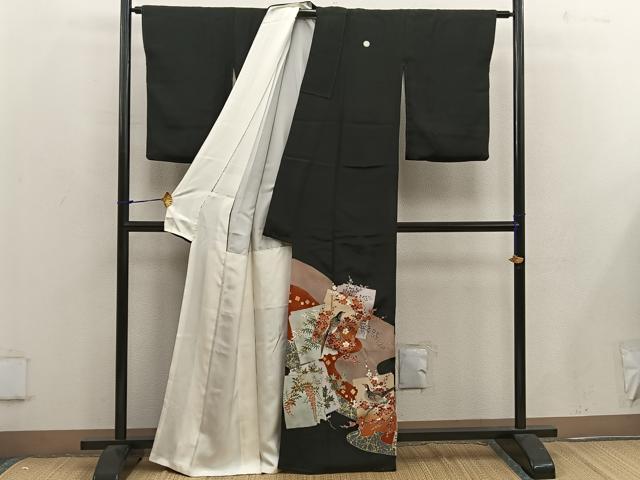 平和屋着物■豪華黒留袖　作家物　休み鳥梅花文　金彩　正絹　逸品　BAAW6320mz