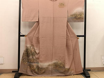 平和屋着物■訪問着　作家物　風景文　暈し染め　金彩　正絹　逸品　BAAW6328mz
