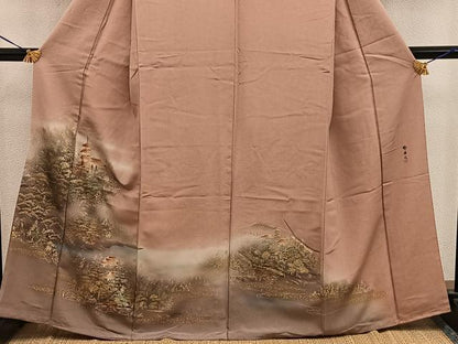 平和屋着物■訪問着　作家物　風景文　暈し染め　金彩　正絹　逸品　BAAW6328mz