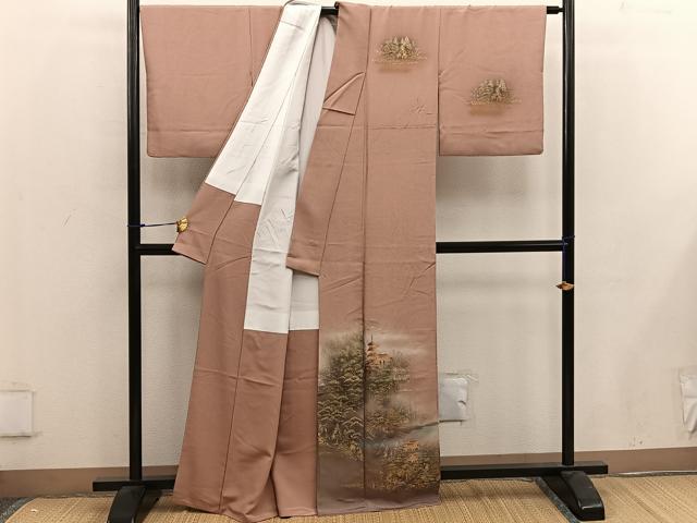 平和屋着物■訪問着　作家物　風景文　暈し染め　金彩　正絹　逸品　BAAW6328mz