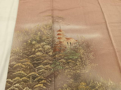 平和屋着物■訪問着　作家物　風景文　暈し染め　金彩　正絹　逸品　BAAW6328mz