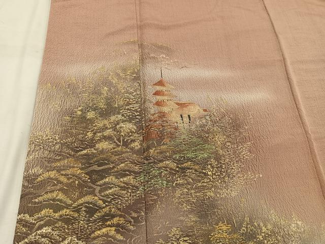 平和屋着物■訪問着　作家物　風景文　暈し染め　金彩　正絹　逸品　BAAW6328mz