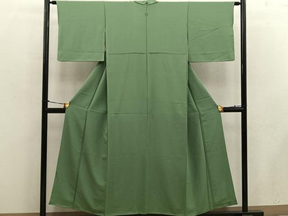 平和屋着物■上質な色無地　老竹色　正絹　逸品　BAAW6329mz