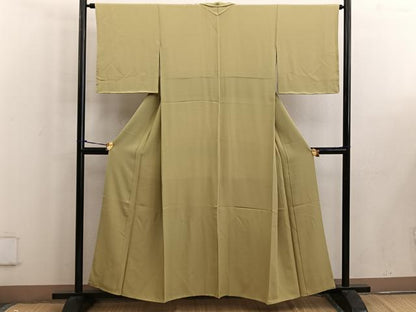 平和屋着物■上質な色無地　芥子色　正絹　逸品　未使用　BAAW6335mz