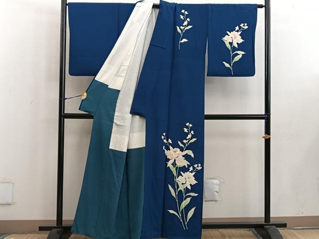 平和屋着物■訪問着　手描き　カトレア　金彩　正絹　逸品　BAAW6340mz