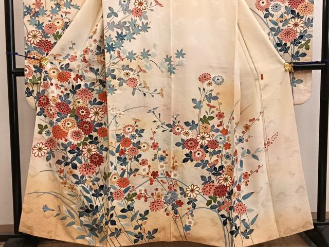 平和屋着物●本加賀友禅作家　押田正義　振袖　菊花文　暈し染め　金彩　正絹　逸品　BAAW6342mz