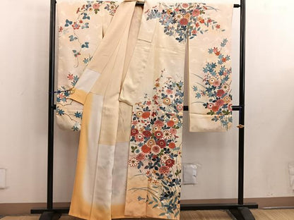 平和屋着物●本加賀友禅作家　押田正義　振袖　菊花文　暈し染め　金彩　正絹　逸品　BAAW6342mz