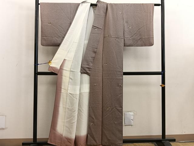 平和屋着物■上質な小紋　草葉文　金彩　正絹　逸品　BAAW6343mz
