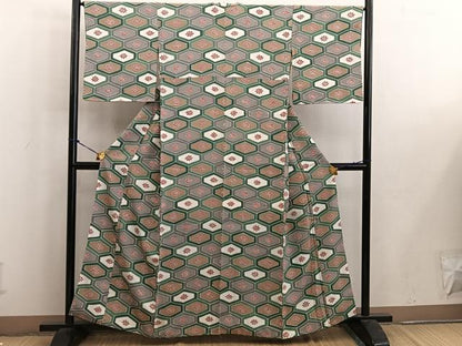 平和屋着物■上質な小紋 亀甲花文 正絹 逸品 未使用 BAAW6349mz