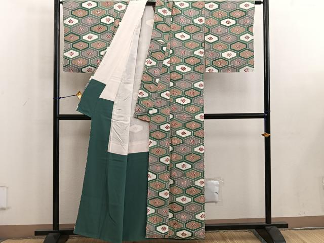 平和屋着物■上質な小紋 亀甲花文 正絹 逸品 未使用 BAAW6349mz