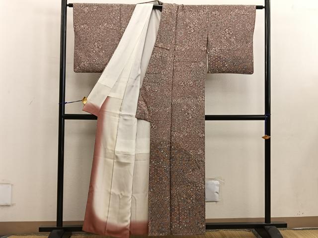 平和屋着物■訪問着　切嵌更紗花丸文　正絹　逸品　BAAW6354mz