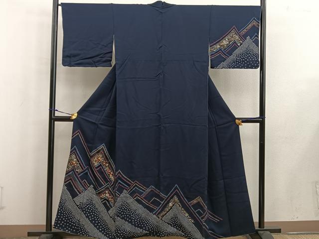 平和屋着物■訪問着 絞り 刺繍 菊花文 金彩 正絹 逸品 BAAW6368mz