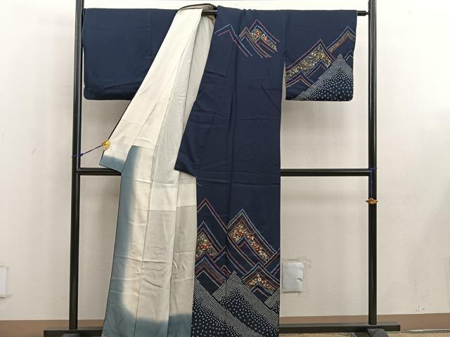 平和屋着物■訪問着 絞り 刺繍 菊花文 金彩 正絹 逸品 BAAW6368mz