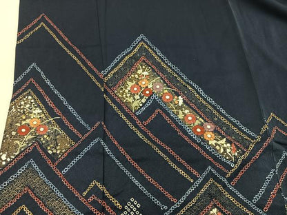 平和屋着物■訪問着 絞り 刺繍 菊花文 金彩 正絹 逸品 BAAW6368mz