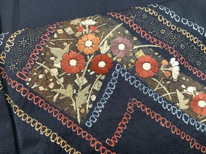 平和屋着物■訪問着 絞り 刺繍 菊花文 金彩 正絹 逸品 BAAW6368mz
