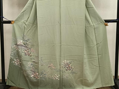 平和屋着物■訪問着 友禅 風景花文 正絹 逸品 BAAW6369mz