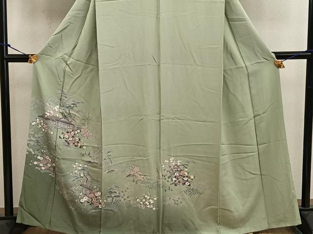 平和屋着物■訪問着 友禅 風景花文 正絹 逸品 BAAW6369mz