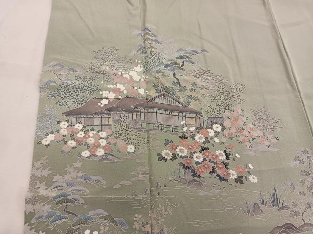 平和屋着物■訪問着 友禅 風景花文 正絹 逸品 BAAW6369mz