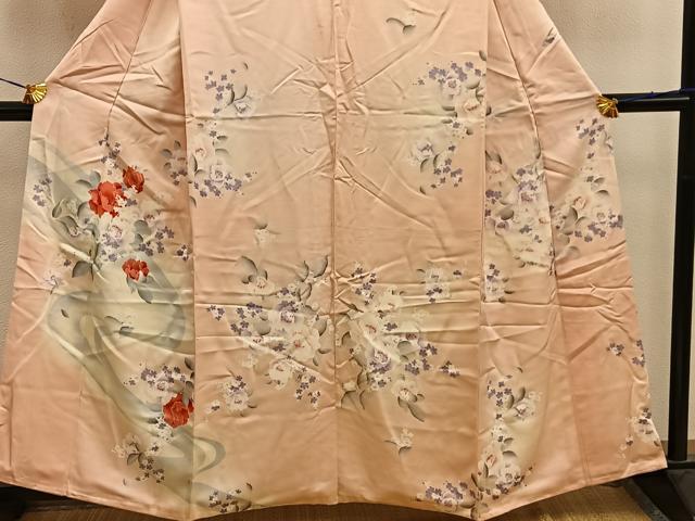 平和屋着物■訪問着 手描き 流水花文 正絹 逸品 BAAW6370mz