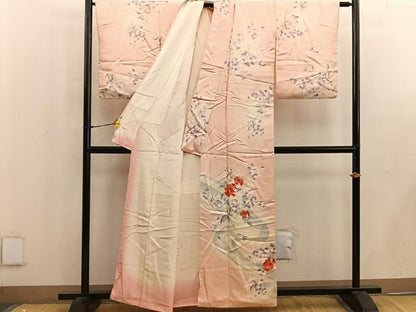平和屋着物■訪問着 手描き 流水花文 正絹 逸品 BAAW6370mz