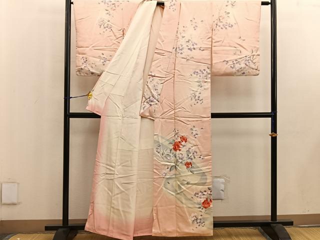 平和屋着物■訪問着 手描き 流水花文 正絹 逸品 BAAW6370mz