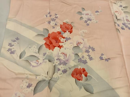 平和屋着物■訪問着 手描き 流水花文 正絹 逸品 BAAW6370mz