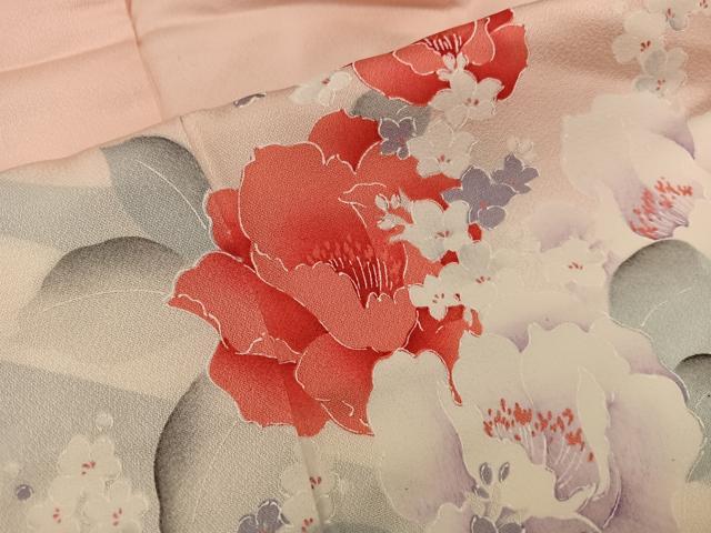 平和屋着物■訪問着 手描き 流水花文 正絹 逸品 BAAW6370mz