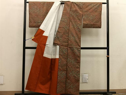 平和屋着物■本場大島紬 7マルキ 幾何学文様 正絹 逸品 BAAW6385mz