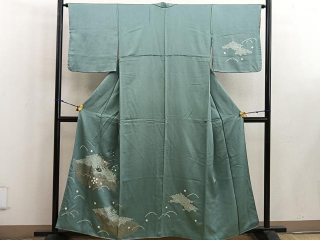 平和屋着物■訪問着　絞り　刺繍　椿　　金彩　正絹　逸品　BAAW6392mz
