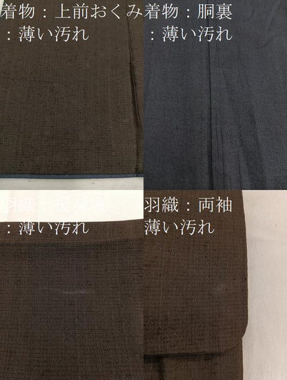 平和屋着物■男性 紬 アンサンブル 栗色 正絹 逸品 BAAW6397mz