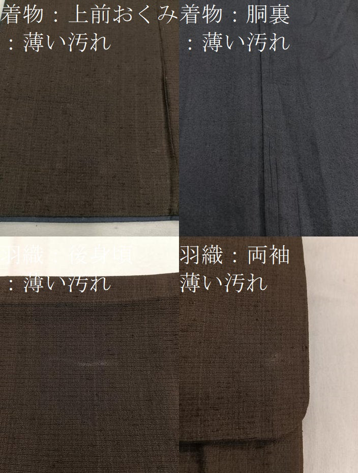平和屋着物■男性 紬 アンサンブル 栗色 正絹 逸品 BAAW6397mz