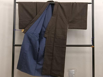 平和屋着物■男性 紬 アンサンブル 栗色 正絹 逸品 BAAW6397mz