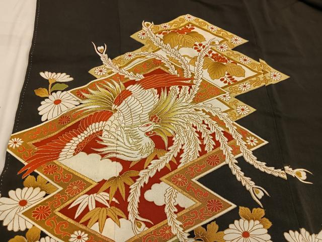 平和屋着物■豪華黒留袖 刺繍 鳳凰松皮菱花文 金彩 正絹 逸品 BAAW6412mz