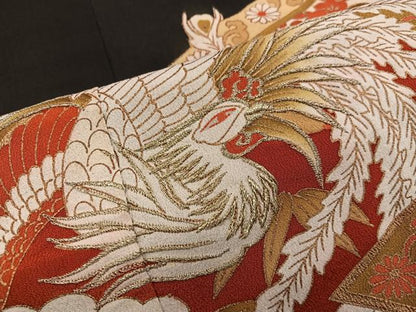 平和屋着物■豪華黒留袖 刺繍 鳳凰松皮菱花文 金彩 正絹 逸品 BAAW6412mz