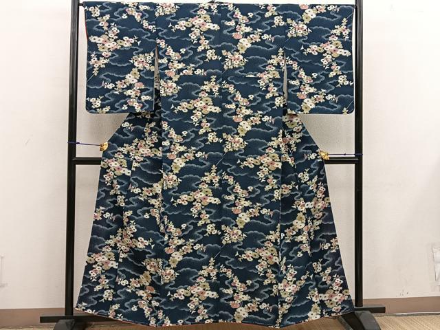 平和屋着物■上質な小紋　雲重ね菊花文　正絹　逸品　BAAW6437mz