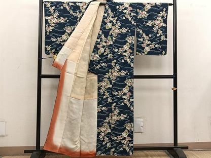 平和屋着物■上質な小紋　雲重ね菊花文　正絹　逸品　BAAW6437mz