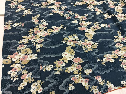 平和屋着物■上質な小紋　雲重ね菊花文　正絹　逸品　BAAW6437mz