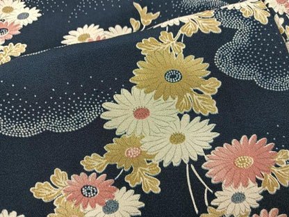 平和屋着物■上質な小紋　雲重ね菊花文　正絹　逸品　BAAW6437mz