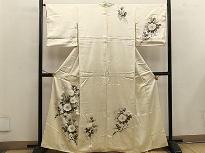 平和屋着物■訪問着　手描き　草花文　正絹　逸品　BAAW6438mz